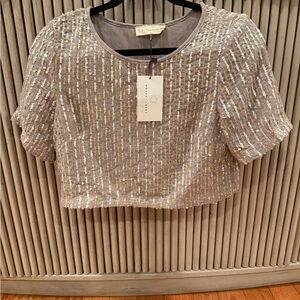 By Together Silver Sequin Crop Top